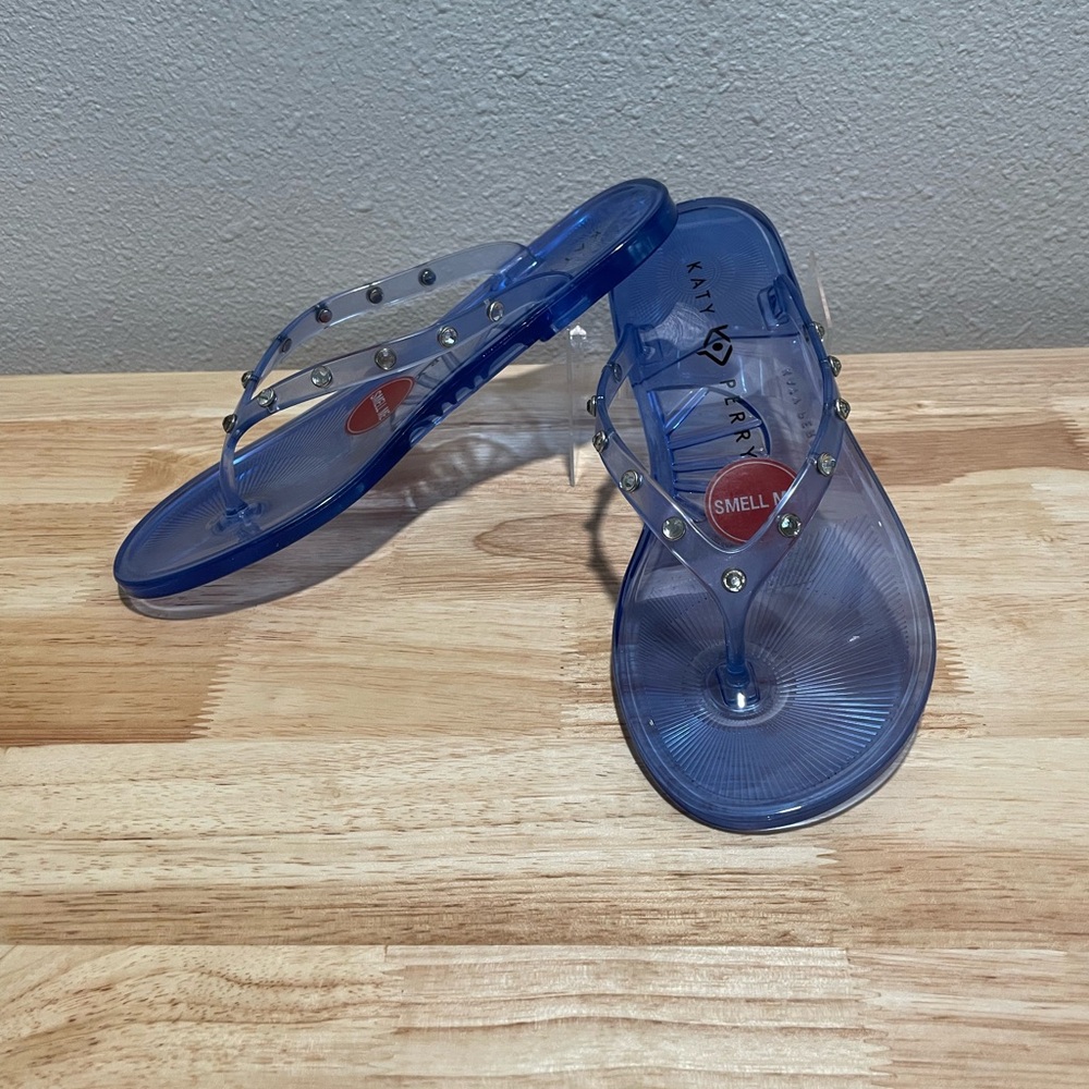 Katy Perry Women’s Flexible PVC GELI® Slip On Flat Thongs with Crystals - NWT - Picture 4 of 9